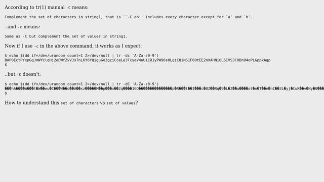 Unix & Linux: understanding the difference between "-C" and "-c" in tr(1) utility смотреть онлайн