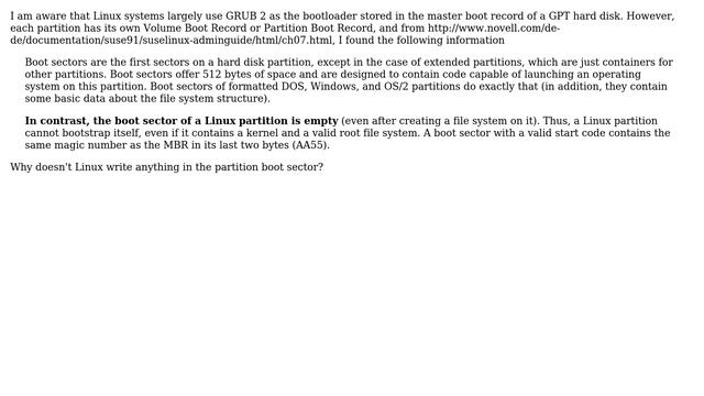 Unix & Linux: Why is the boot sector on a Linux partition empty? смотреть онлайн