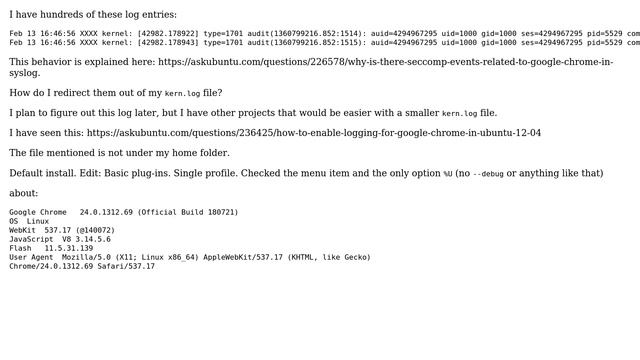 How do I redirect Google Chrome Logs out of my kern.log? смотреть онлайн
