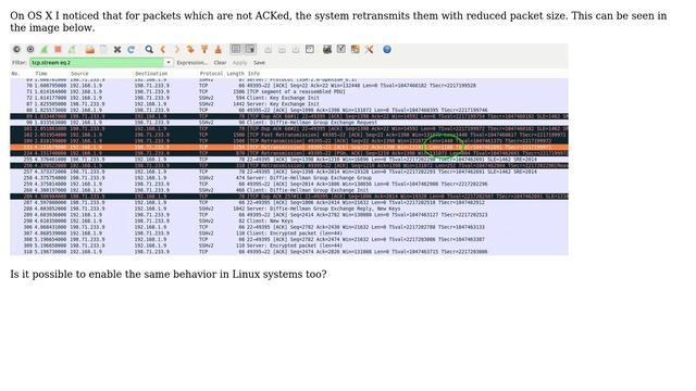 How to setup linux to retransmit TCP packets by reducing the packet size like OS X? смотреть онлайн