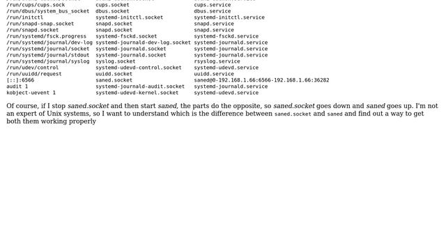 Unix & Linux: saned conflicting with saned.socket смотреть онлайн