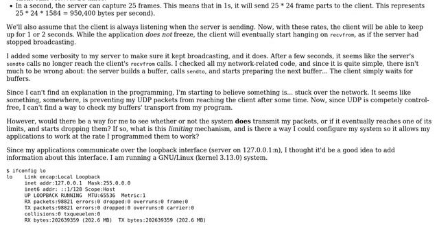 Is Linux limiting my application's UDP transfers, and how can I see it? смотреть онлайн