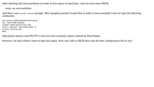 Ubuntu: Persist commands typed to GRUB rescue смотреть онлайн