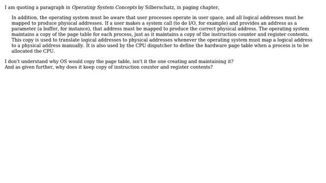 Computer Science: Operating system maintains copy of page table for each process смотреть онлайн