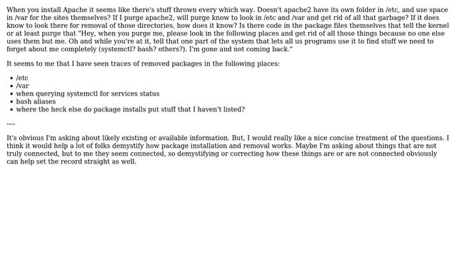 Unix & Linux: How does the purge command know where to look to delete package config files? смотреть онлайн