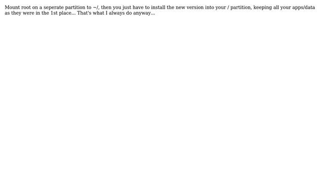 What is the cleanest way to upgrade Fedora and also my individual installs while keeping /home? смотреть онлайн