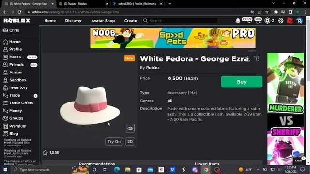 New Upcoming Roblox Fedora Limited Accessory (White Fedora - George Ezra) смотреть онлайн