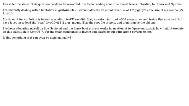 Can I load and mount a second initramfs as root to replace the original in loading of CentOS 7... смотреть онлайн