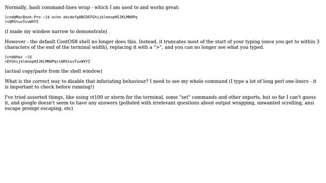 How do I prevent sideways scrolling (and get wrapping instead) of long bash command-lines in... смотреть онлайн