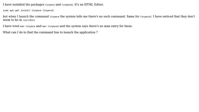 Unix & Linux: How to find the command line for tinymce? смотреть онлайн