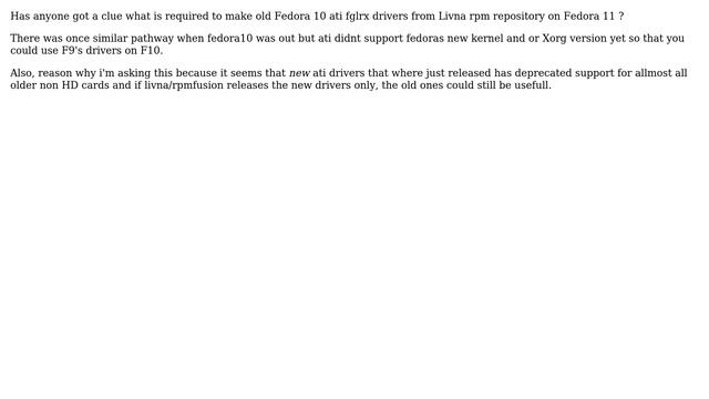 How to use ati's fglrx drivers on Fedora 11? смотреть онлайн