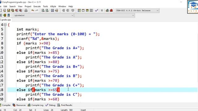 How to Find Out the Grades by Using if-else-if | C Language LECTURE – 23 | смотреть онлайн