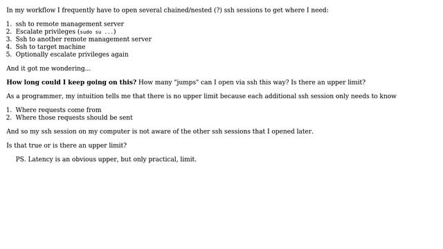 Unix & Linux: Is there limit to nested ssh sessions? смотреть онлайн