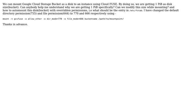 Can I mount google cloud storage bucket as disk to linux instance with custom size? смотреть онлайн