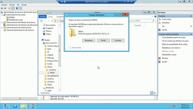 Windows Server 2012 - Administración de Quotas en File Server Resource Manager смотреть онлайн