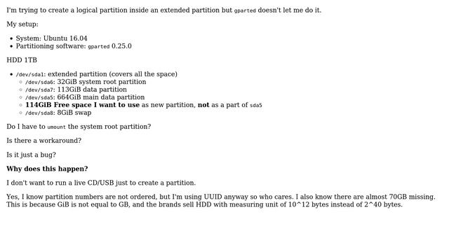Why can't I create a logical partition with `gparted`? смотреть онлайн