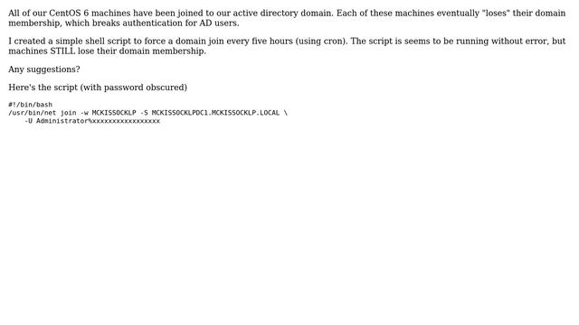 Unix & Linux: CentOS machine keeps "losing" active directory membership смотреть онлайн