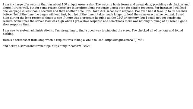 CentOs server intermittent long response time. [atop screenshot included] смотреть онлайн