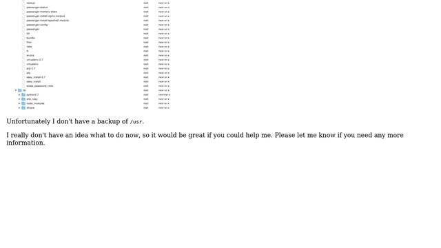 Unix & Linux: Extracted files to /usr, system seems broken now смотреть онлайн