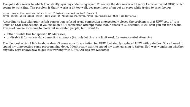 How to disable rate limit on SSH connections in UFW? смотреть онлайн