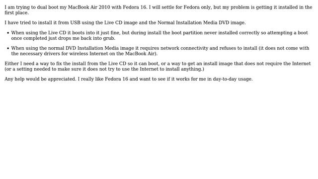 Unable to install Fedora 16 on MacBook Air 2010 смотреть онлайн