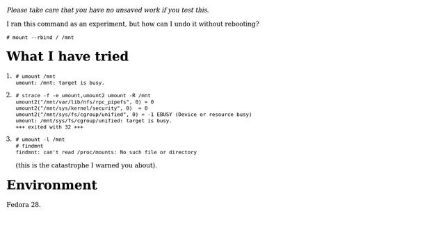 How to unmount a recursive bind mount - safely? смотреть онлайн