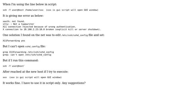 Unix & Linux: While using ssh with Gui script it is giving error смотреть онлайн