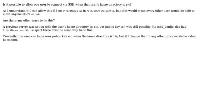 DevOps & SysAdmins: Allow ssh when g+w on user's home directory смотреть онлайн
