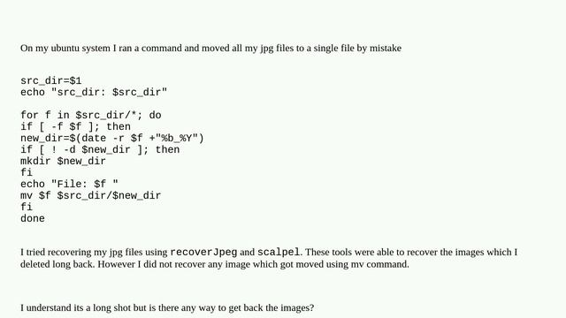 Unix: How can I recover moved jpg files смотреть онлайн