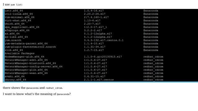 Unix & Linux: What's the meaning of `@anaconda` of `yum list`? смотреть онлайн