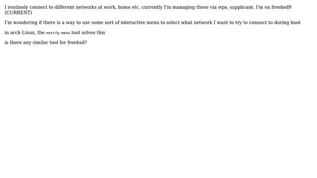 tool to select wireless network at boot time in freebsd? смотреть онлайн