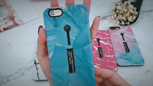 Silicon Ring & Metal Stand Holder iPhone Case Marble смотреть онлайн