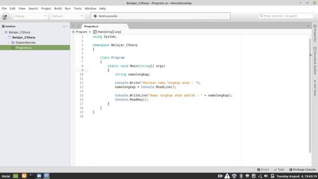 Belajar C# Monodevelop Pemula - User Input смотреть онлайн