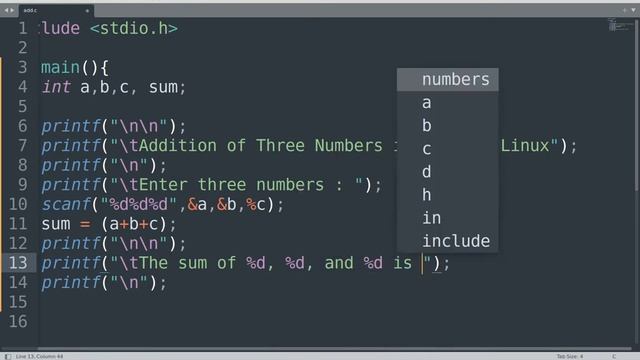 Addition of Three Numbers Using C in Linux смотреть онлайн