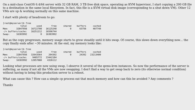 Unix & Linux: Copying large file causes excessive swap (2 Solutions!!) смотреть онлайн
