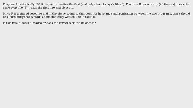 Unix & Linux: Shared access of sysfs смотреть онлайн