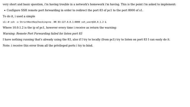 Unix & Linux: SSH: RemotePortForw. - Binding privileged port (2 Solutions!!) смотреть онлайн