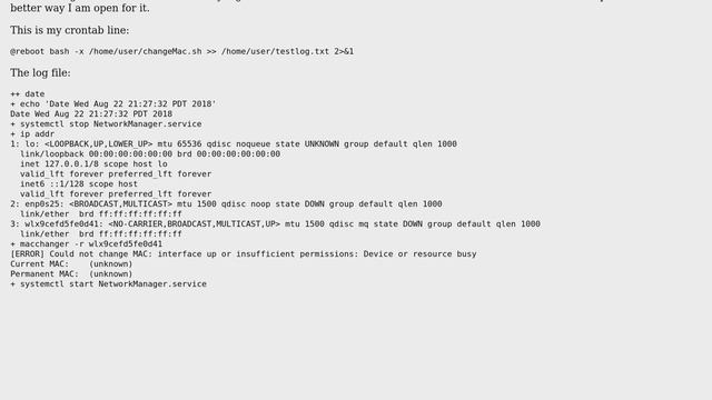Ubuntu: Getting error in crontab @reboot смотреть онлайн