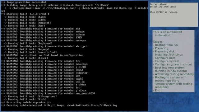 Arch Linux installation recording to kernel 6.1.8-arch1-1 (ISO) смотреть онлайн