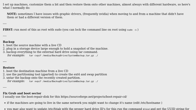 How can I backup a Ubuntu system and restore it on another maching with completely different... смотреть онлайн