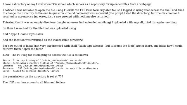 Unable to view contents of directory on Linux server via FTP, смотреть онлайн