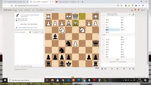 Revisión torneo de alumnos 29.07.2020 Caro Kann (Blancas) смотреть онлайн