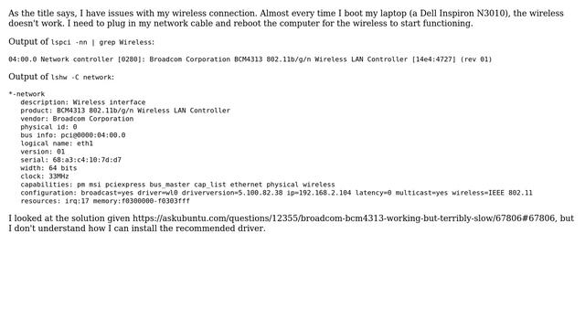 Ubuntu: Problems with Broadcom 4313 on 64-bit Ubuntu 11.04 смотреть онлайн