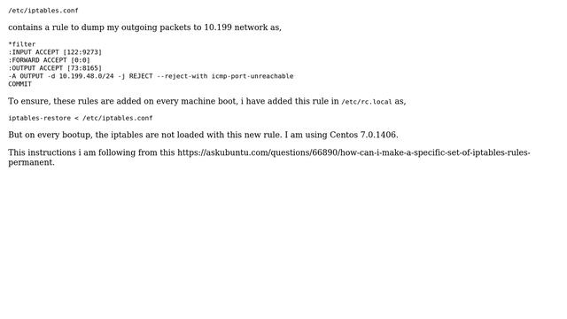 iptables rule in /etc/rc.local are not loaded смотреть онлайн
