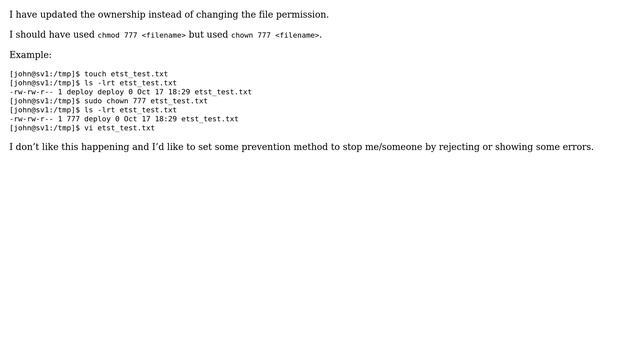 Preventing linux users setting a wrong ownership for files смотреть онлайн