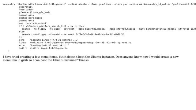Unix & Linux: How to add Ubuntu into grub on CentOS? смотреть онлайн