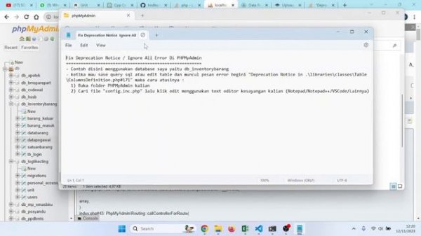 Fix Deprecation Notice  Ignore All Error Di PHPMyAdmin Xampp/Mamp/Laragon/Linux