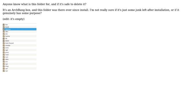 Unix & Linux: /bypass folder on ArchBang - safe to delete? смотреть онлайн
