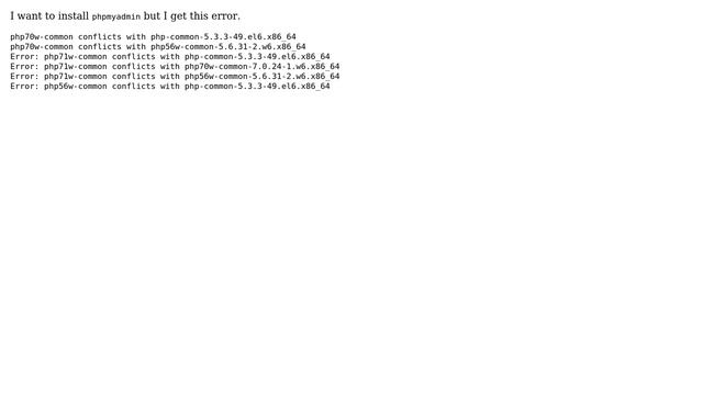 Unix & Linux: Cannot install phpmyadmin, getting conflict errors смотреть онлайн